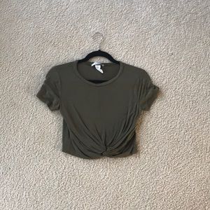 Knotted front Olive Crop Top